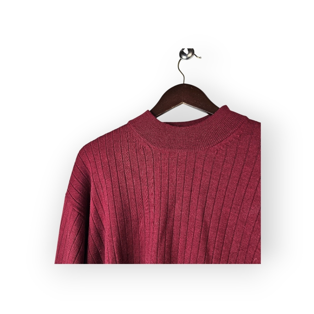 Allen Solly Merino Wool Ribbed Mock Neck Sweater Mens Medium - Picture 3 of 5